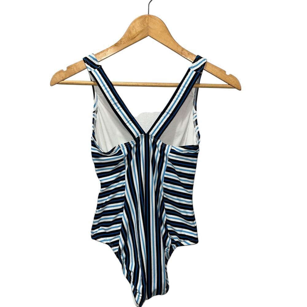 Michael Kors Women's Marine Stripe V-Neck One Pice Swimsuit Size 6 Coastal - Picture 4 of 9